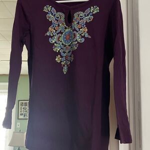 Embroidered Purple Women's Top